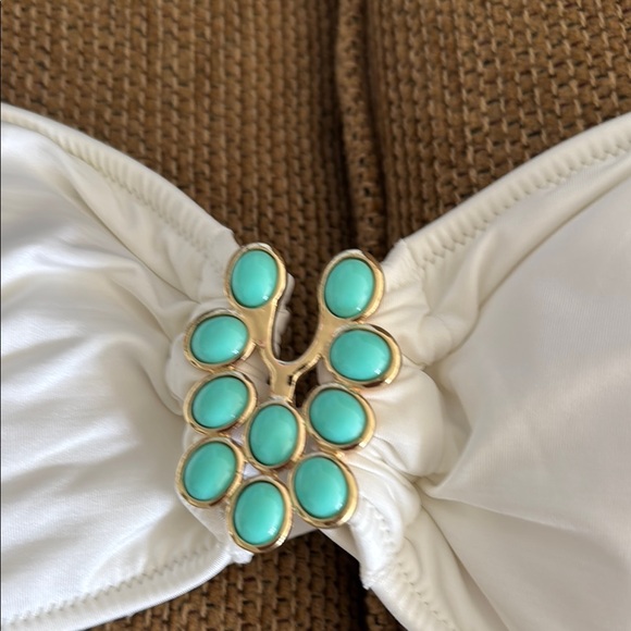 NWT Trina Turk White Bikini Bottom W/gold accents - Picture 4 of 10